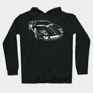 GT 40 Wireframe White Drawing Hoodie